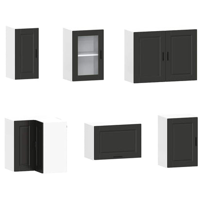 vidaXL 11-tlg. Küchenschrank-Set Porto Schwarz Holzwerkstoff