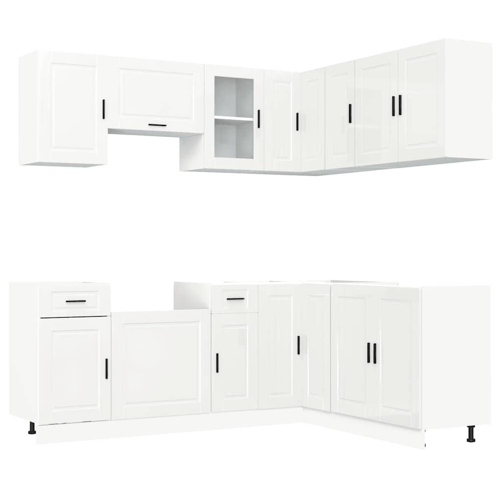 vidaXL 11-tlg. Küchenschrank-Set Porto Hochglanz-Weiß Holzwerkstoff