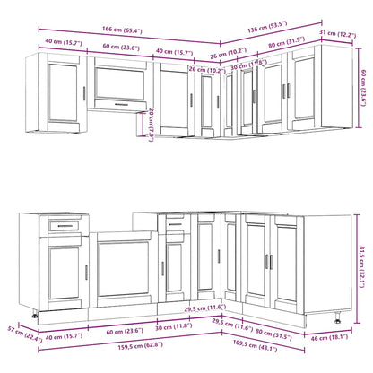 vidaXL 11-tlg. Küchenschrank-Set Porto Hochglanz-Weiß Holzwerkstoff
