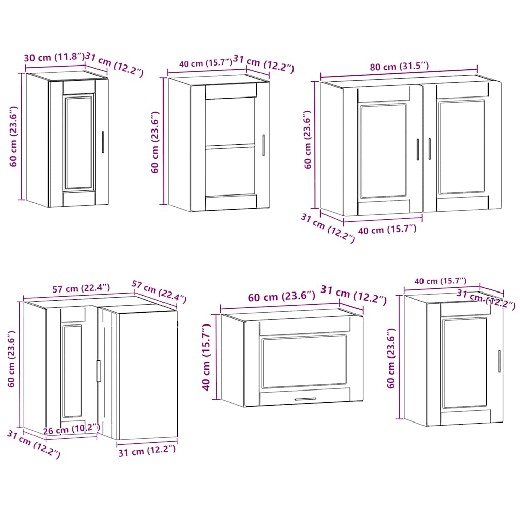 vidaXL 11-tlg. Küchenschrank-Set Porto Hochglanz-Weiß Holzwerkstoff