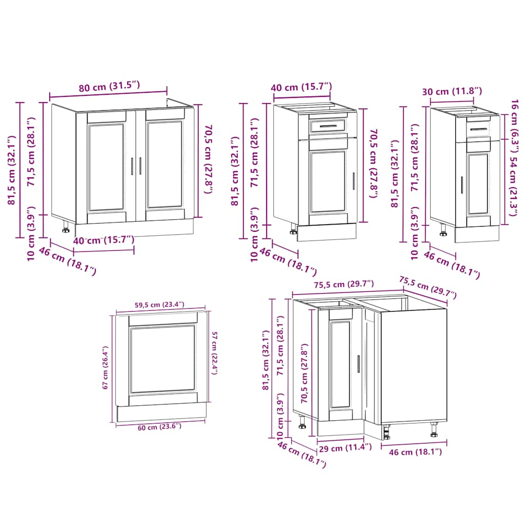 vidaXL Ensemble de 11 meubles de cuisine Porto Chêne Sonoma Bois d'ingénierie