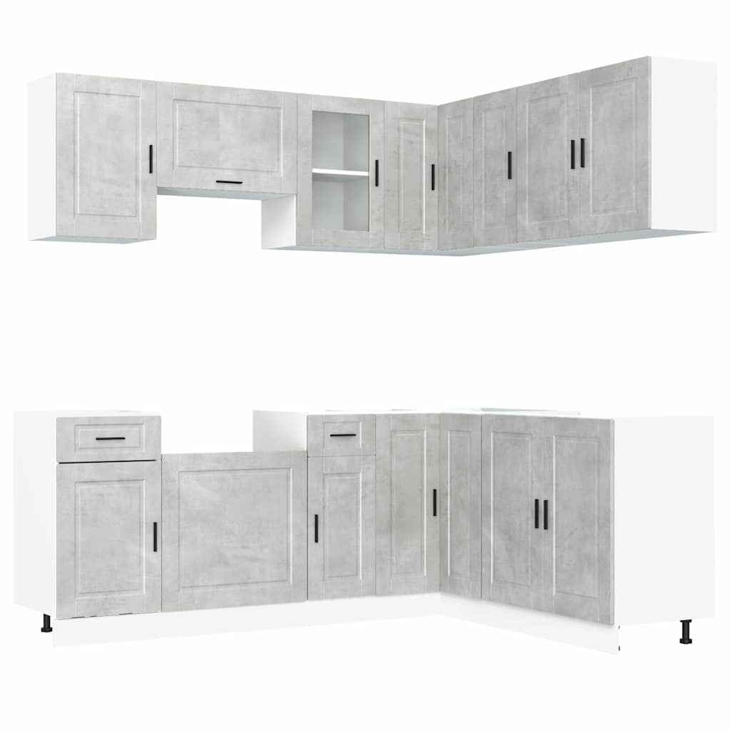 vidaXL 11-tlg. Küchenschrank-Set Porto Betongrau Holzwerkstoff