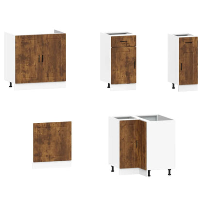 vidaXL Ensemble de 11 éléments de meubles de cuisine Porto Chêne fumé Aggloméré