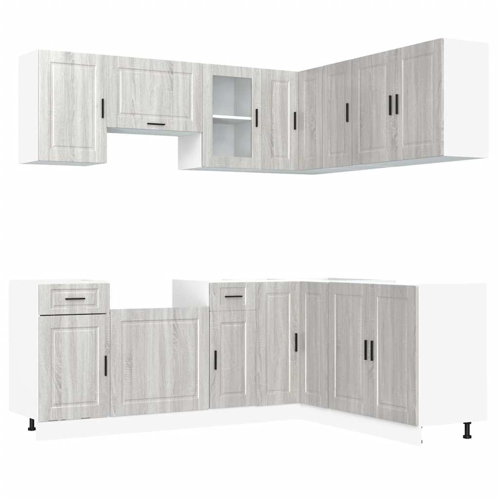 vidaXL 11-tlg. Küchenschrank-Set Porto Grau Sonoma Holzwerkstoff