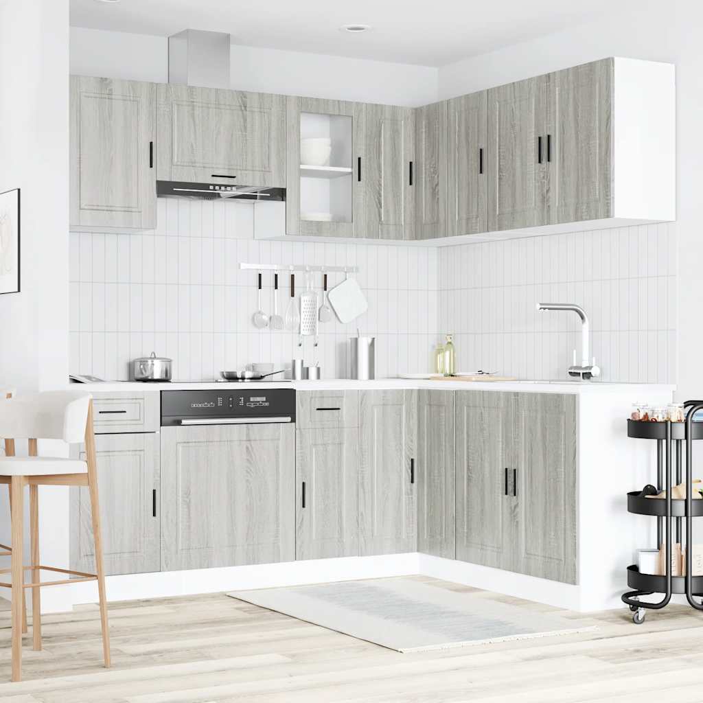 vidaXL 11-tlg. Küchenschrank-Set Porto Grau Sonoma Holzwerkstoff