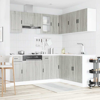 vidaXL 11-tlg. Küchenschrank-Set Porto Grau Sonoma Holzwerkstoff
