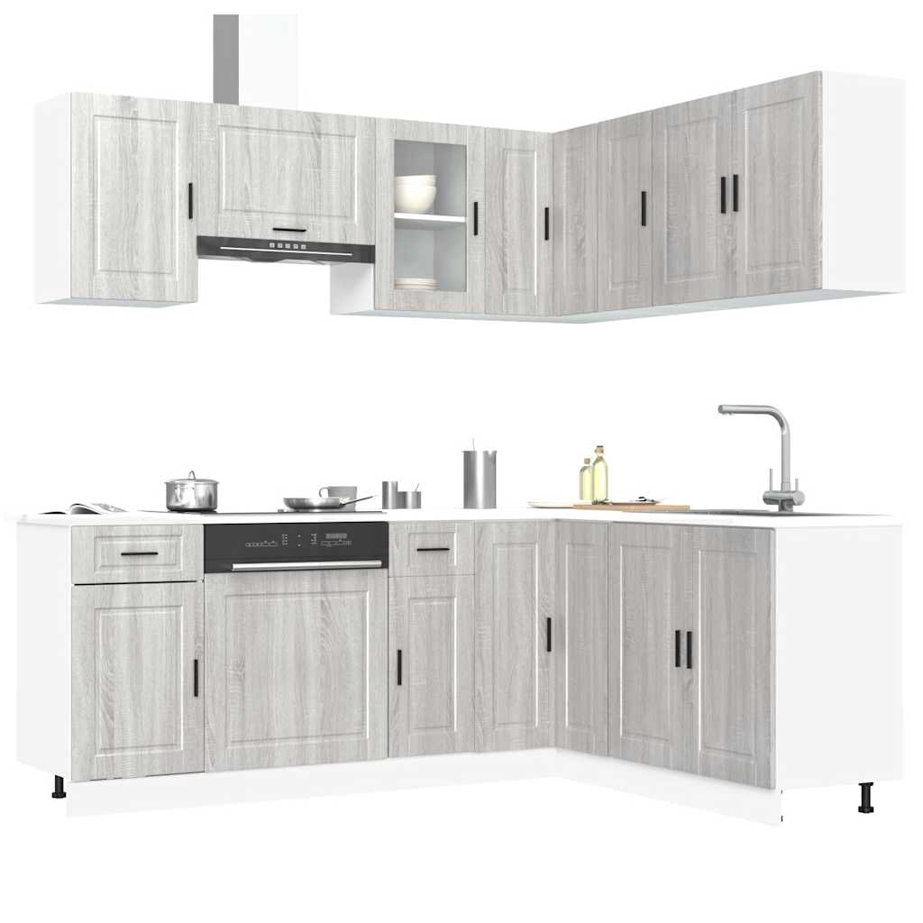 vidaXL 11-tlg. Küchenschrank-Set Porto Grau Sonoma Holzwerkstoff