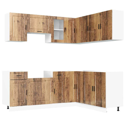 vidaXL 11-tlg. Küchenschrank-Set Porto Altholz-Optik Holzwerkstoff