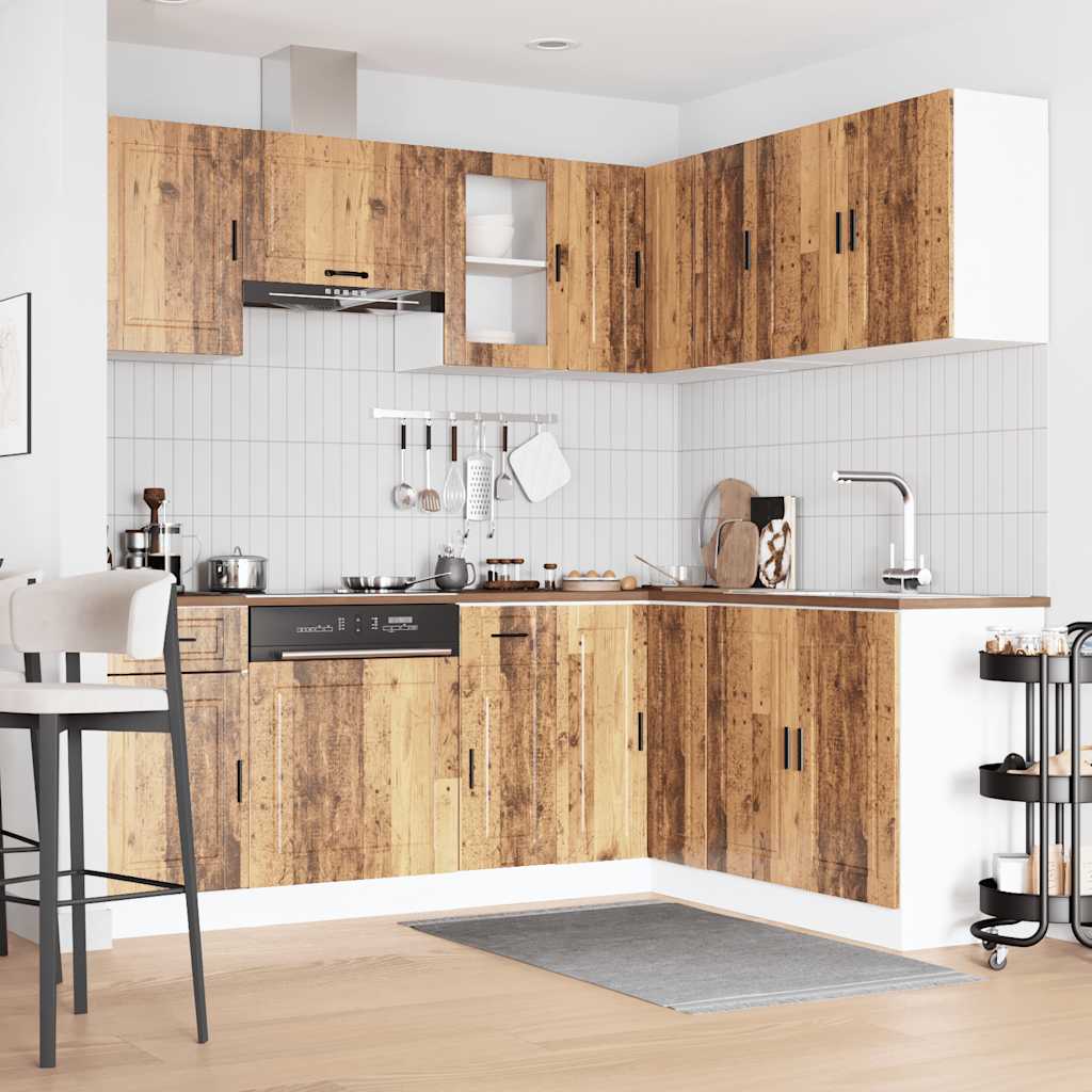 vidaXL 11-tlg. Küchenschrank-Set Porto Altholz-Optik Holzwerkstoff