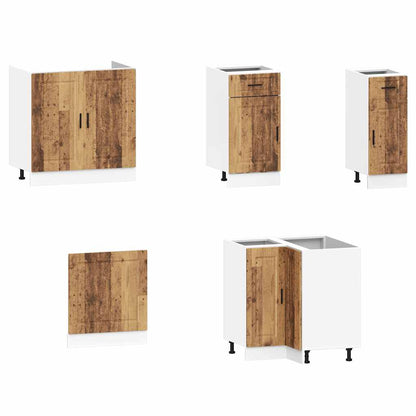 vidaXL 11-tlg. Küchenschrank-Set Porto Altholz-Optik Holzwerkstoff