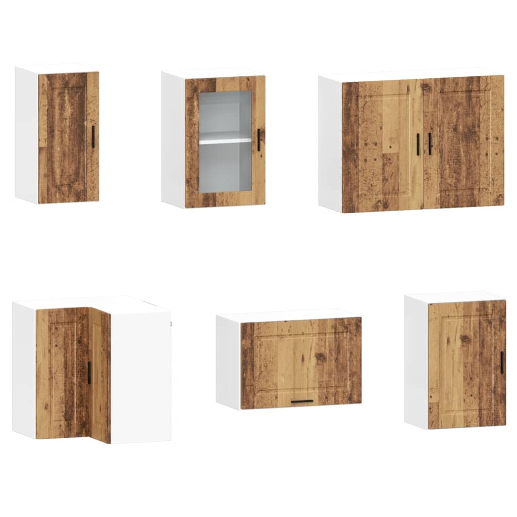 vidaXL 11-tlg. Küchenschrank-Set Porto Altholz-Optik Holzwerkstoff