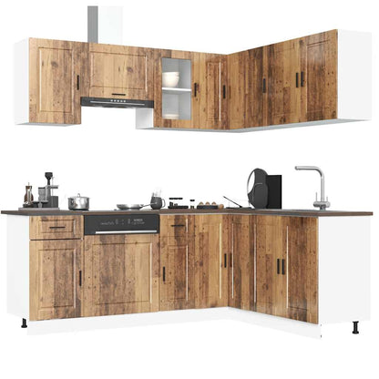 vidaXL 11-tlg. Küchenschrank-Set Porto Altholz-Optik Holzwerkstoff