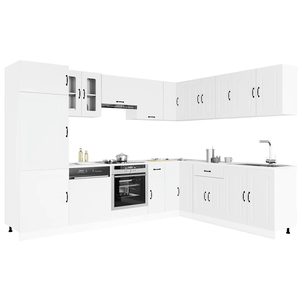 vidaXL 14-tlg. Küchenschrank-Set Kalmar Weiß Holzwerkstoff