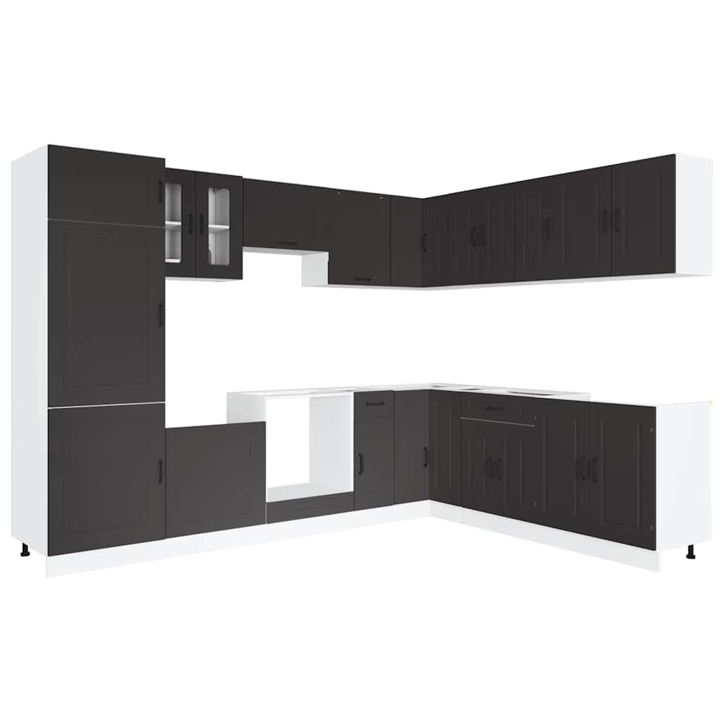 vidaXL 14-tlg. Küchenschrank-Set Kalmar Schwarz Holzwerkstoff