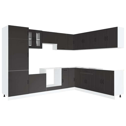 vidaXL 14-tlg. Küchenschrank-Set Kalmar Schwarz Holzwerkstoff