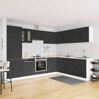 vidaXL 14-tlg. Küchenschrank-Set Kalmar Schwarz Holzwerkstoff