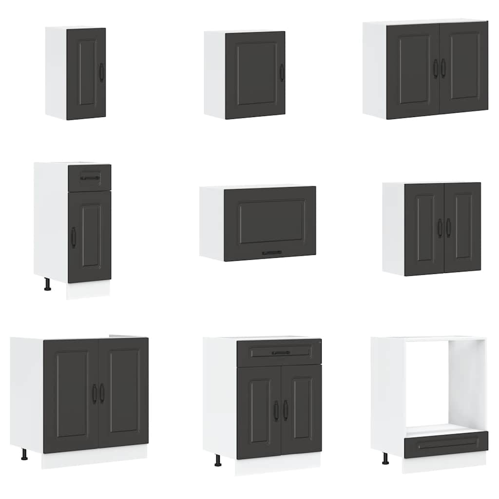 vidaXL 14-tlg. Küchenschrank-Set Kalmar Schwarz Holzwerkstoff