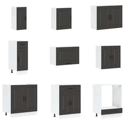 vidaXL 14-tlg. Küchenschrank-Set Kalmar Schwarz Holzwerkstoff