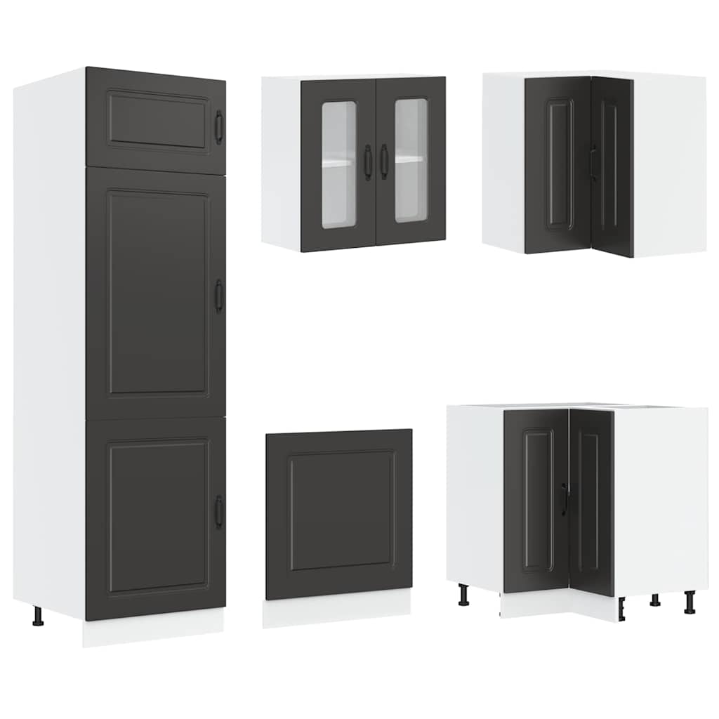 vidaXL 14-tlg. Küchenschrank-Set Kalmar Schwarz Holzwerkstoff