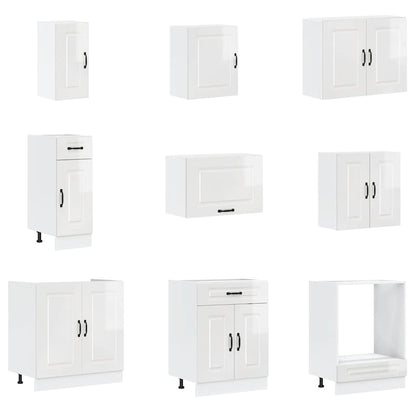 vidaXL 14-tlg. Küchenschrank-Set Kalmar Hochglanz-Weiß Holzwerkstoff