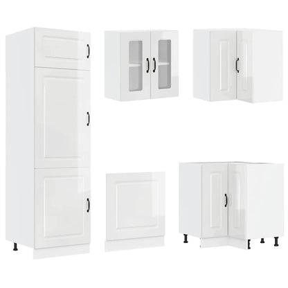 vidaXL 14-tlg. Küchenschrank-Set Kalmar Hochglanz-Weiß Holzwerkstoff