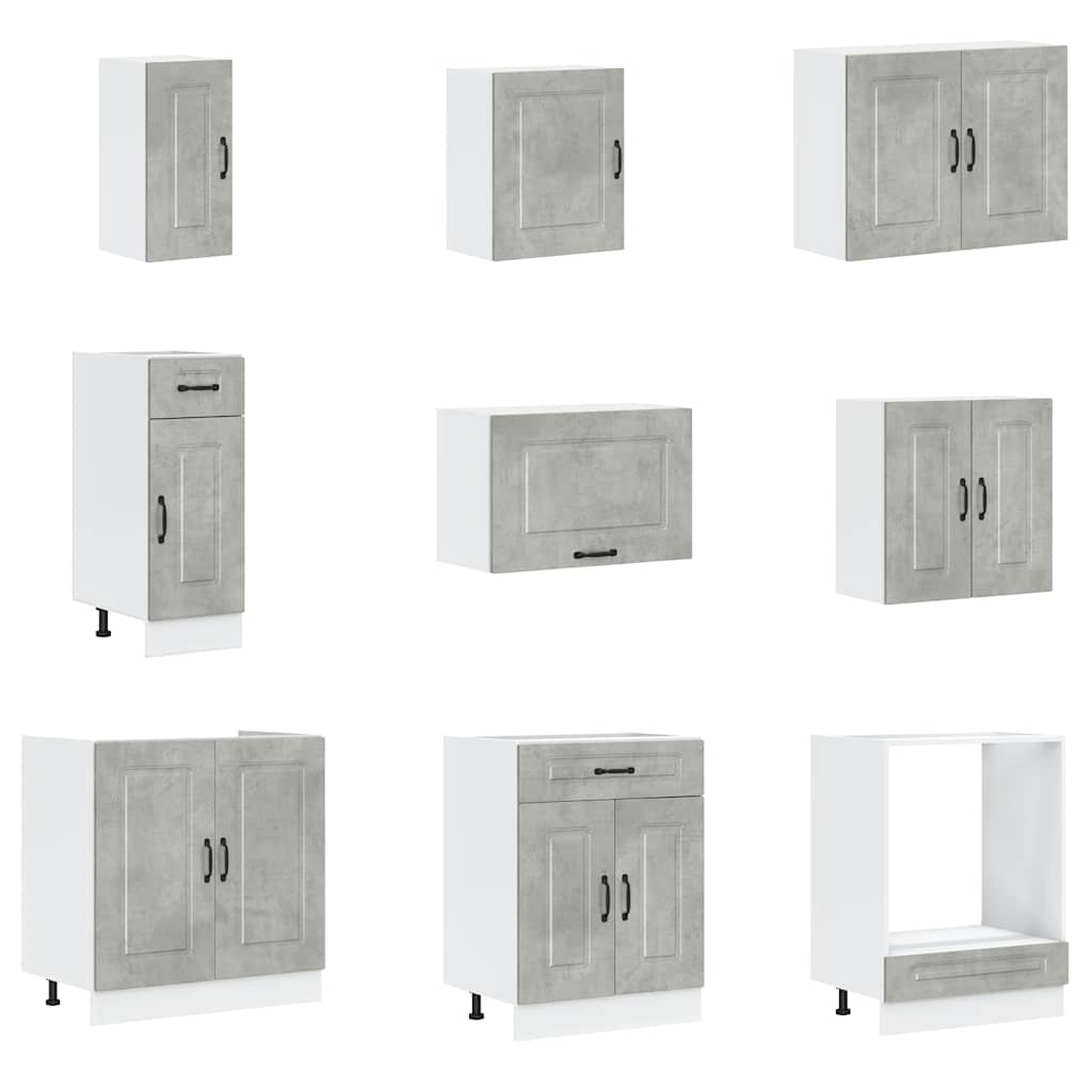 vidaXL 14-tlg. Küchenschrank-Set Kalmar Betongrau Holzwerkstoff