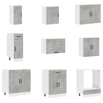 vidaXL 14-tlg. Küchenschrank-Set Kalmar Betongrau Holzwerkstoff