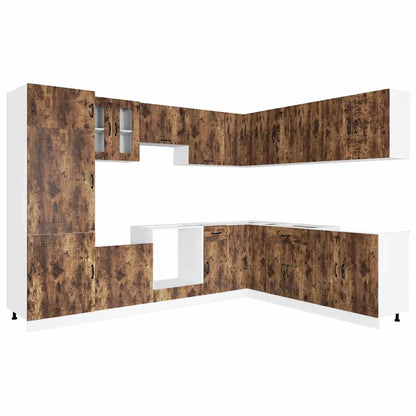 vidaXL 14-tlg. Küchenschrank-Set Kalmar Räuchereiche Holzwerkstoff