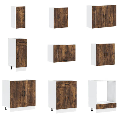 vidaXL 14-tlg. Küchenschrank-Set Kalmar Räuchereiche Holzwerkstoff