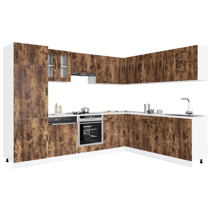 vidaXL 14-tlg. Küchenschrank-Set Kalmar Räuchereiche Holzwerkstoff