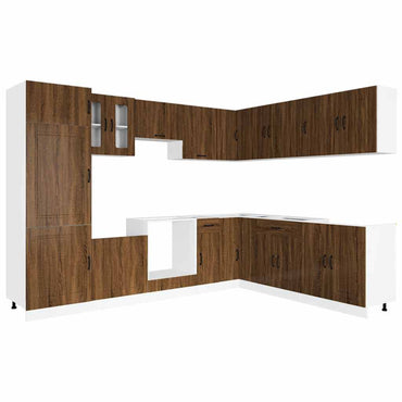 vidaXL 14-tlg. Küchenschrank-Set Kalmar Braun Eichen-Optik Holzwerkstoff
