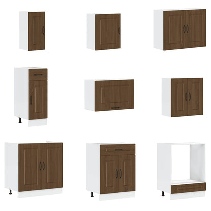 vidaXL 14-tlg. Küchenschrank-Set Kalmar Braun Eichen-Optik Holzwerkstoff