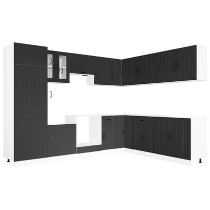 vidaXL 14-tlg. Küchenschrank-Set Lucca Schwarz Holzwerkstoff