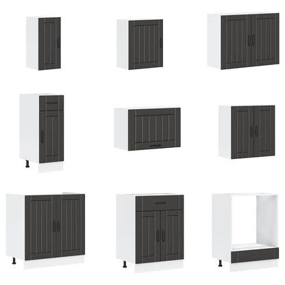 vidaXL 14-tlg. Küchenschrank-Set Lucca Schwarz Holzwerkstoff