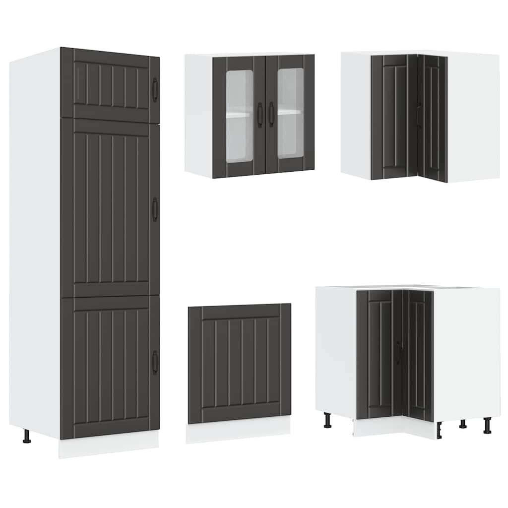vidaXL 14-tlg. Küchenschrank-Set Lucca Schwarz Holzwerkstoff