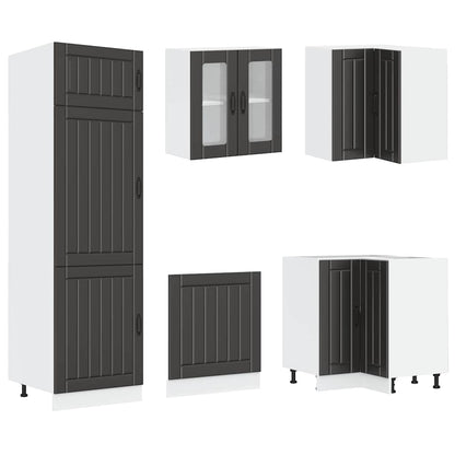 vidaXL 14-tlg. Küchenschrank-Set Lucca Schwarz Holzwerkstoff