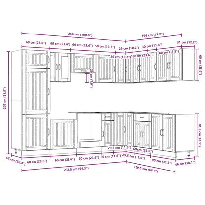 vidaXL 14-tlg. Küchenschrank-Set Lucca Schwarz Holzwerkstoff