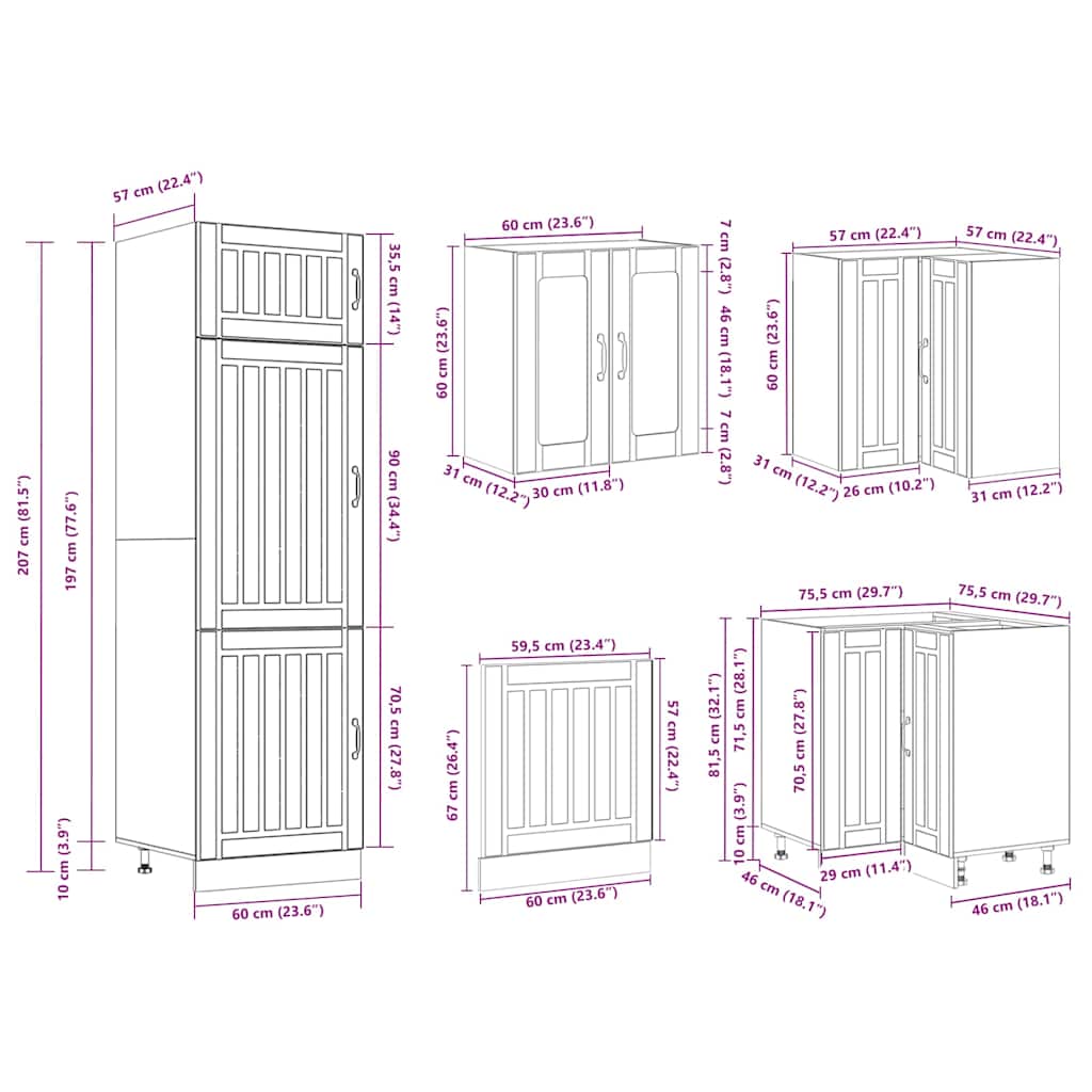 vidaXL 14-tlg. Küchenschrank-Set Lucca Schwarz Holzwerkstoff