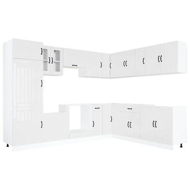 vidaXL 14-tlg. Küchenschrank-Set Lucca Hochglanz-Weiß Holzwerkstoff