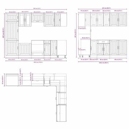 vidaXL 14-tlg. Küchenschrank-Set Lucca Hochglanz-Weiß Holzwerkstoff