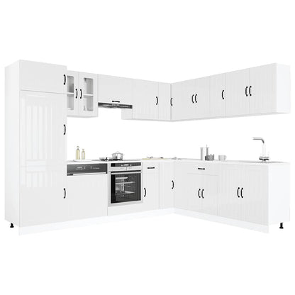 vidaXL 14-tlg. Küchenschrank-Set Lucca Hochglanz-Weiß Holzwerkstoff
