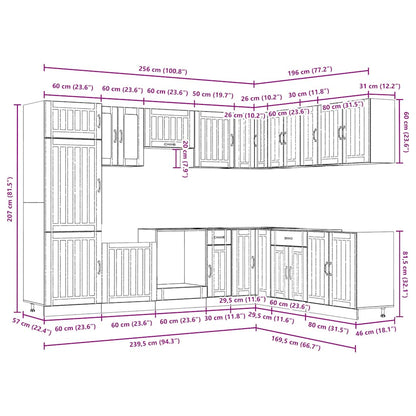 vidaXL 14-tlg. Küchenschrank-Set Lucca Betongrau Holzwerkstoff