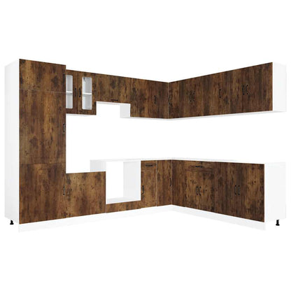 vidaXL 14-tlg. Küchenschrank-Set Lucca Räuchereiche Holzwerkstoff