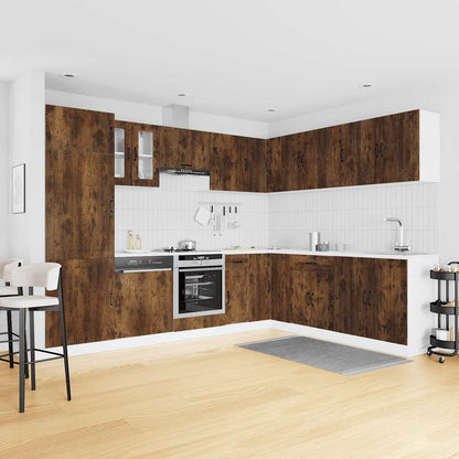 vidaXL 14-tlg. Küchenschrank-Set Lucca Räuchereiche Holzwerkstoff