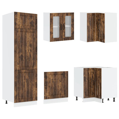 vidaXL 14-tlg. Küchenschrank-Set Lucca Räuchereiche Holzwerkstoff