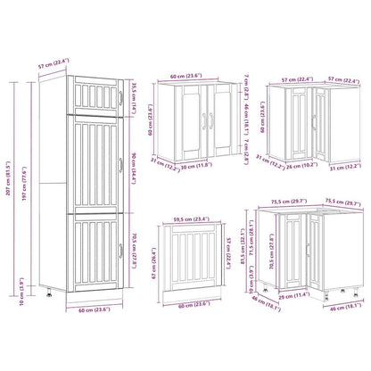 vidaXL 14-tlg. Küchenschrank-Set Lucca Räuchereiche Holzwerkstoff
