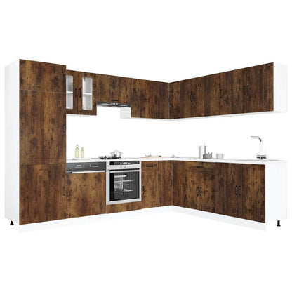 vidaXL 14-tlg. Küchenschrank-Set Lucca Räuchereiche Holzwerkstoff