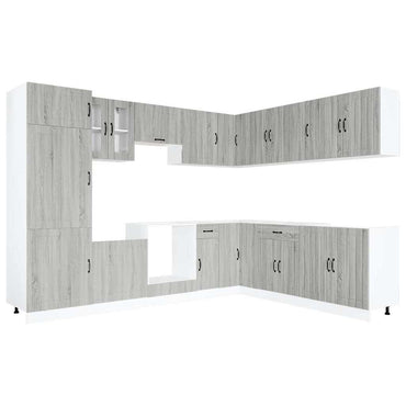 vidaXL 14-tlg. Küchenschrank-Set Lucca Grau Sonoma Holzwerkstoff