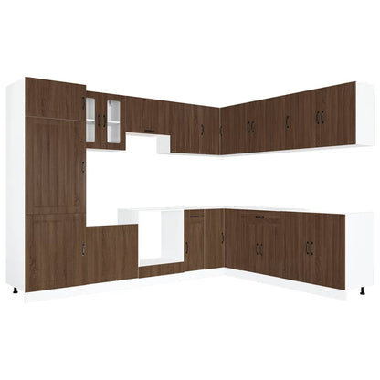 vidaXL 14tlg. Küchenschrank-Set Lucca Braun Eichen-Optik Holzwerkstoff