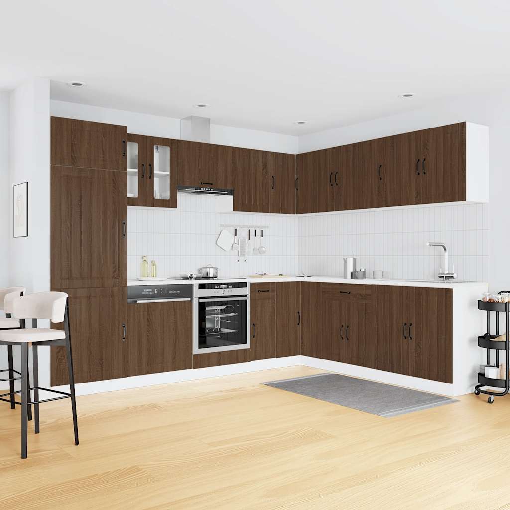 vidaXL 14tlg. Küchenschrank-Set Lucca Braun Eichen-Optik Holzwerkstoff